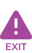 A bright caution triangle symbol highlights the word "exit"